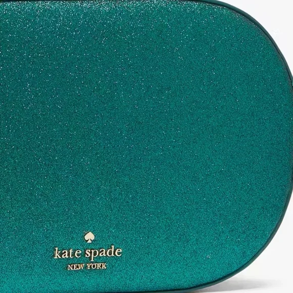 NWT Kate Spade greenGlimmer GlitterOval Camera Bag
